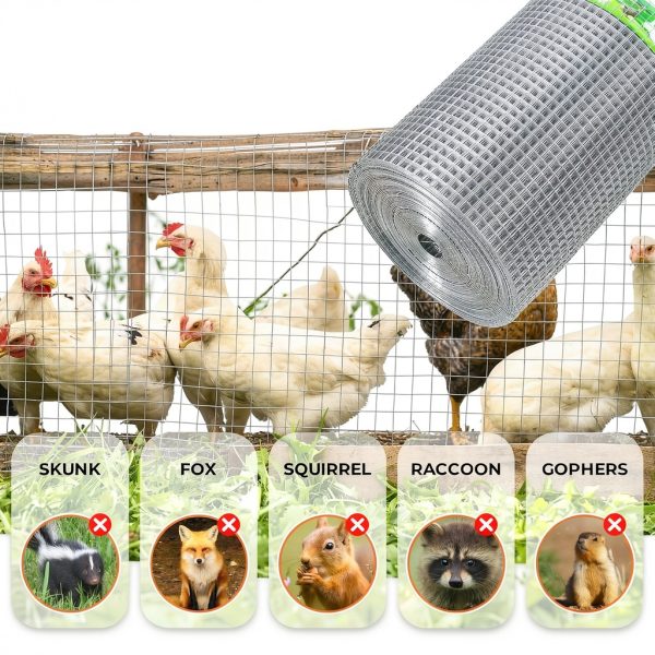 ZESHANGUS Galvanized Hardware Cloth 1/2'' 48x100 Inch Silver Mesh-3