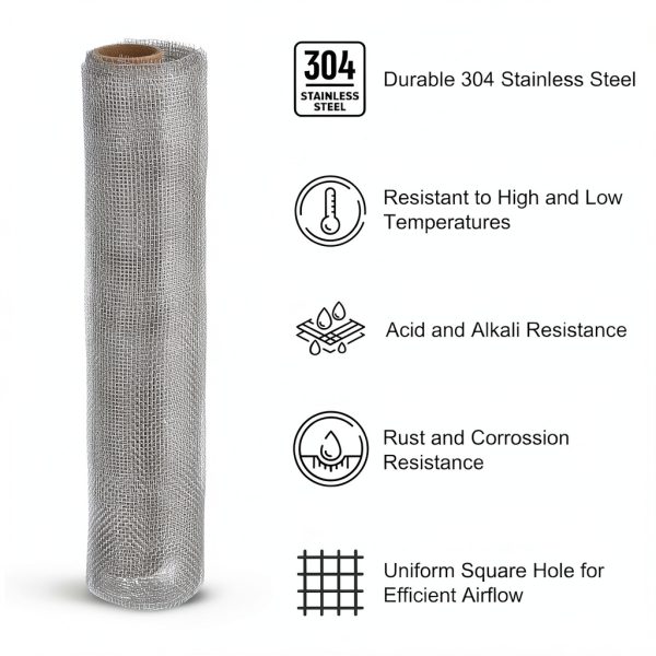 304 Stainless Steel Woven Wire Mesh 1000x400mm by PATIKIL Heavy Duty-2