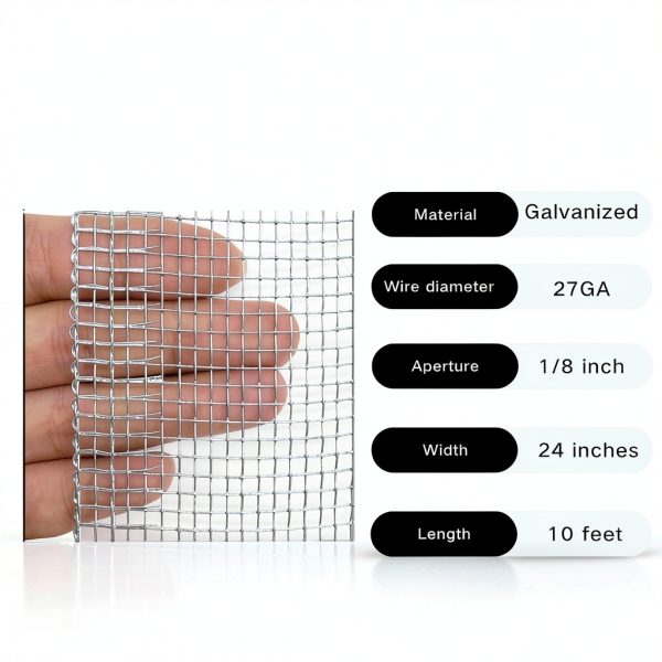 Anbadum 24in x 10ft Hardware Cloth Roll 1/8in Mesh Galvanized-4