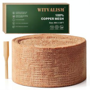 Copper Mesh Rodent Control, 4in x 30ft Premium Copper Wool Ideal for Hole Blocking, Rustproof Pure Mesh for Mice Slug Snail Control, with Exclusive Wood Stick-0
